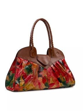 Patricia Nash Lione Leather X-Large Floral Print Satchel Anniversary Collection